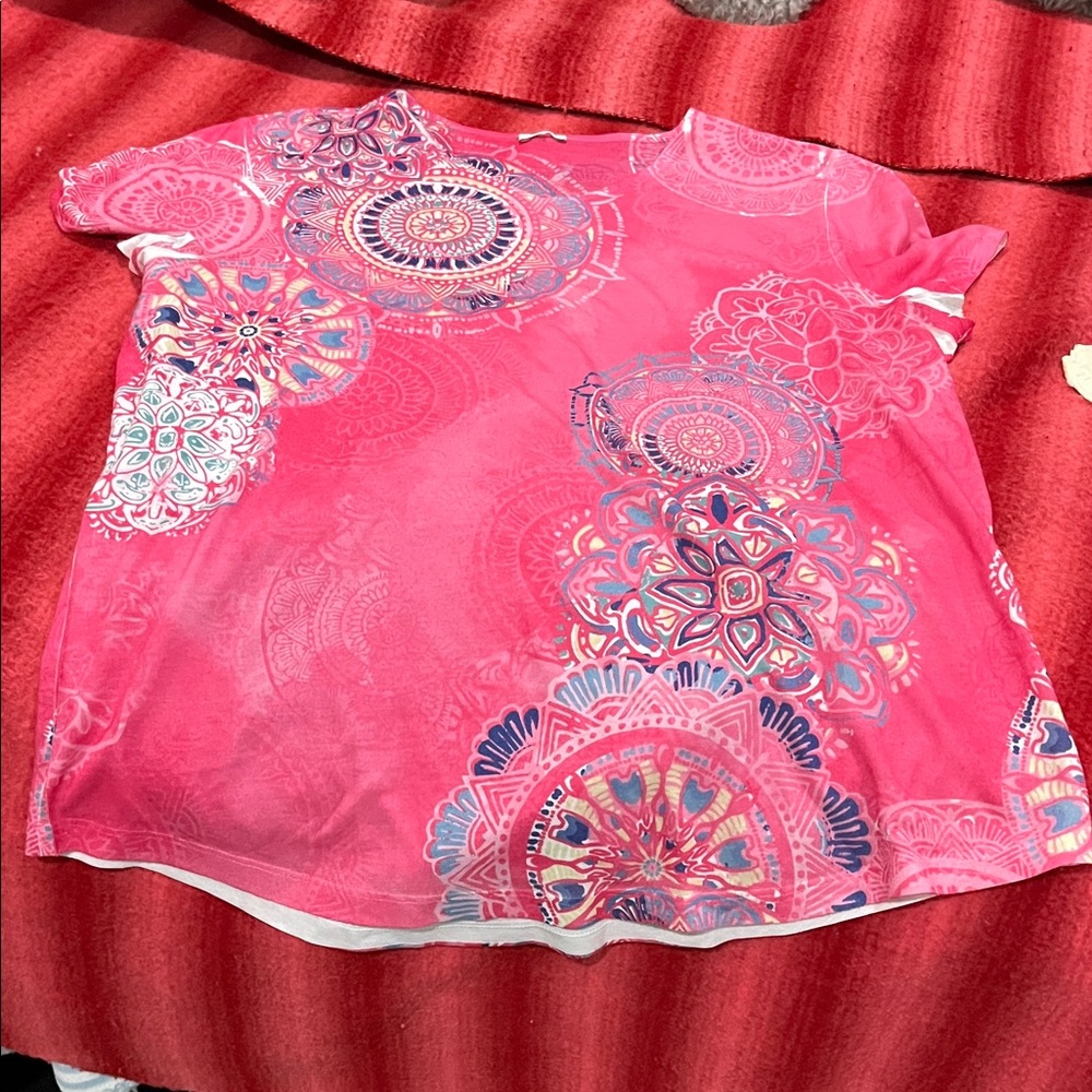 Marshalls Pink Mandala Short Sleeve Top